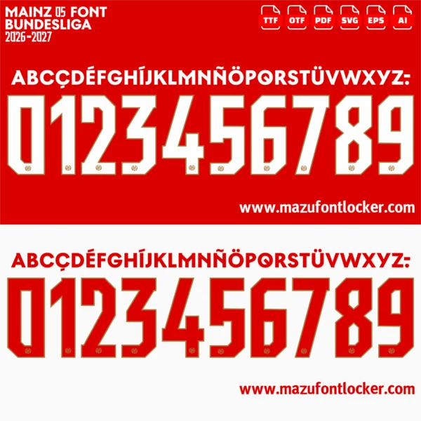 Mainz 05 2026-2027 Font Vector – Stunning Rot-Weiß Masterpiece
