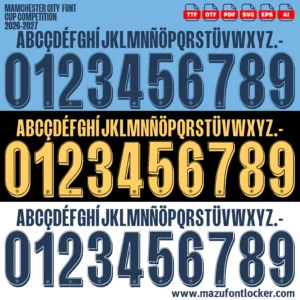Manchester City 2026-2027 Font Vector – Epic Sky Blue Citizens Masterpiece