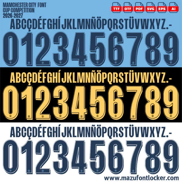 Manchester City 2026-2027 Font Vector – Epic Sky Blue Citizens Masterpiece