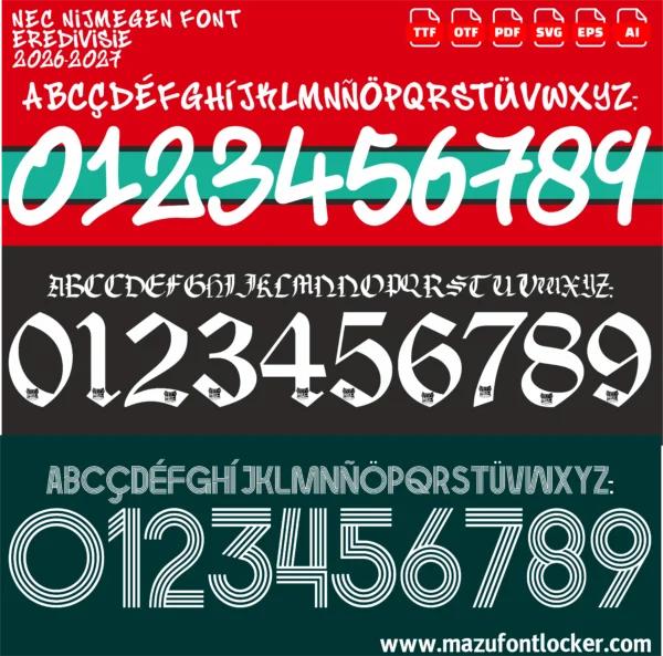 NEC Nijmegen 2026-2027 Font Vector – Stunning Rood-Groenen Masterpiece
