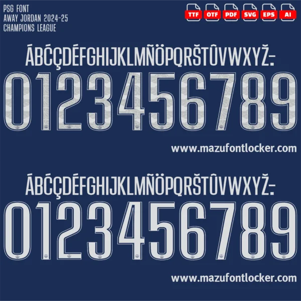 PSG UCL Jordan 2024-2025 Font Vector – Stunning Parisian Champions