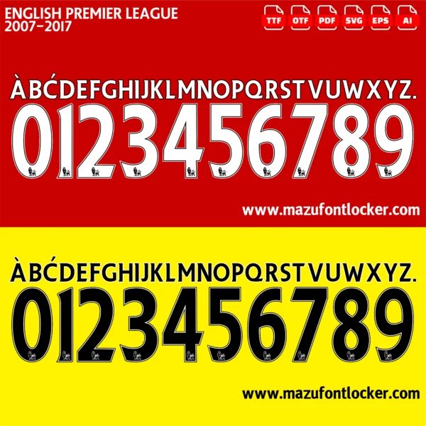 Premier League 2007-2017 Font Vector – Legendary Iconic English Football Masterpiece