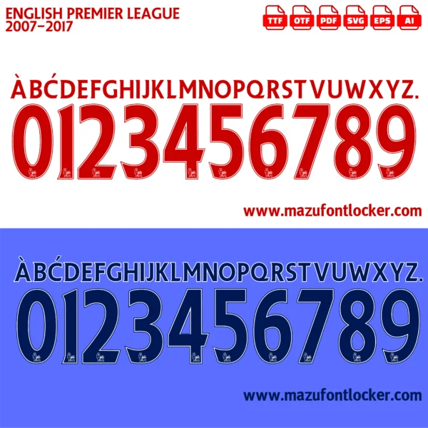 Premier League 2007-2017 Font Vector – Legendary Iconic English Football Masterpiece