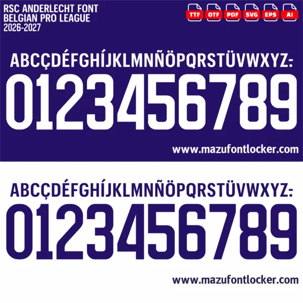 RSC Anderlecht 2026-2027 Font Vector – Stunning Purple & White Masterpiece