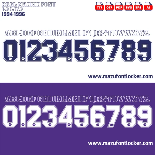 Real Madrid 1994-1996 Font Vector – Legendary Los Blancos Masterpiece (Requested)