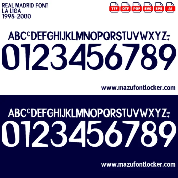 Real Madrid 1998-2000 Font Vector – Legendary Los Blancos Masterpiece