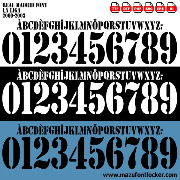 Real Madrid 2000-2003 Font Vector – Legendary Galácticos Masterpiece