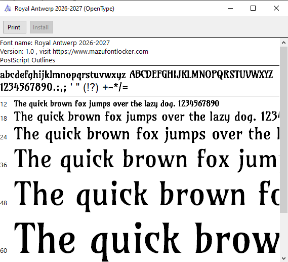Royal Antwerp 2026-2027 Font Vector – Legendary Great Old Masterpiece