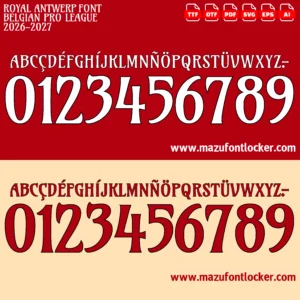 Royal Antwerp 2026-2027 Font Vector – Legendary Great Old Masterpiece