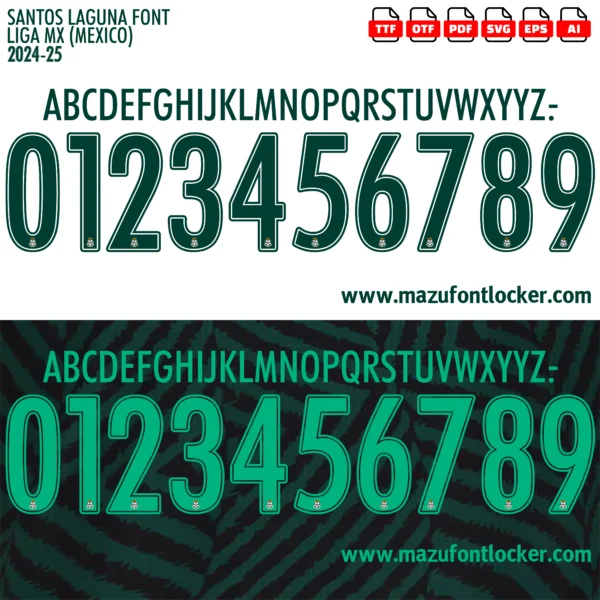 Santos Laguna 2024-2025 Font Vector – Stunning Guerreros Masterpiece