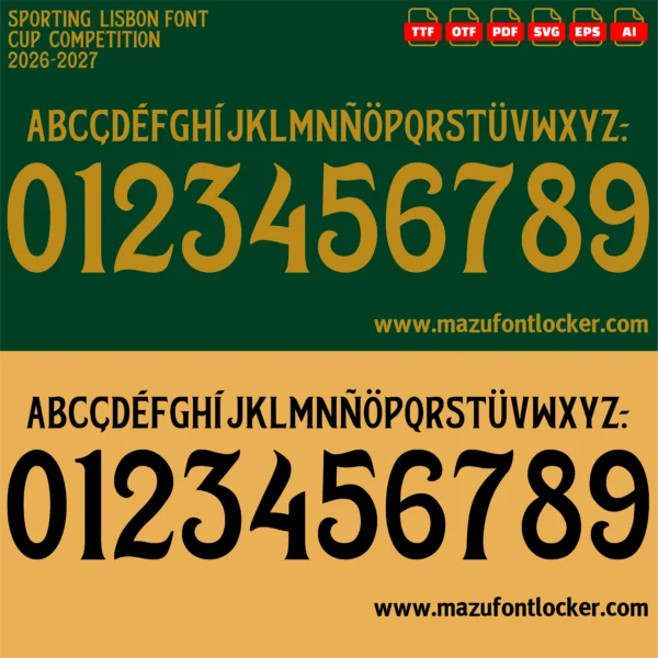 Sporting Lisbon 2026-2027 Font Vector – Magnificent Lions of Alvalade Masterpiece
