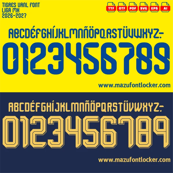 Tigres UANL 2026-2027 Font Vector – Epic Tigres Legendary Masterpiece