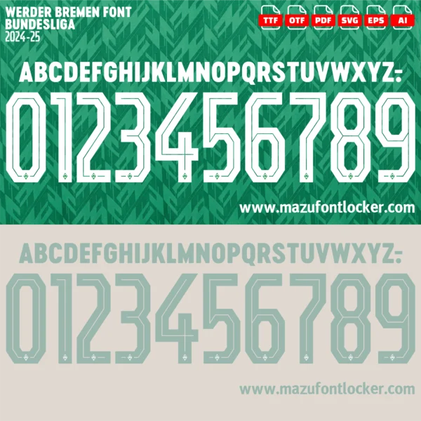 Werder Bremen 2024-2025 Font Vector – Epic Grün-Weiß Masterpiece