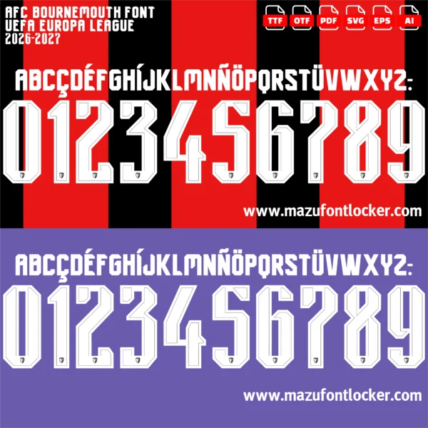AFC Bournemouth UEL 2026-2027 Font Vector – Legendary Cherries Masterpiece