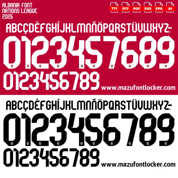 Albania Nations League 2026 Font Vector – Stunning Double-Headed Eagle Masterpiece