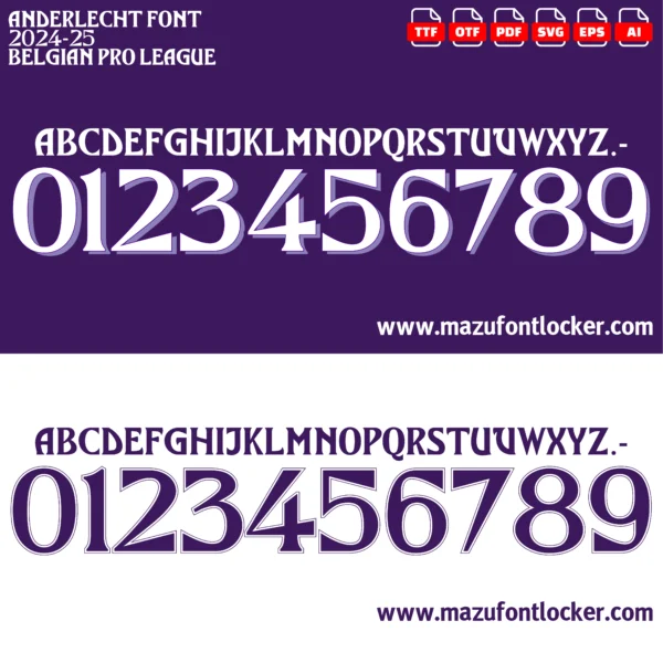 Anderlecht 2024-2025 Font Vector – Legendary Purple & White Masterpiece