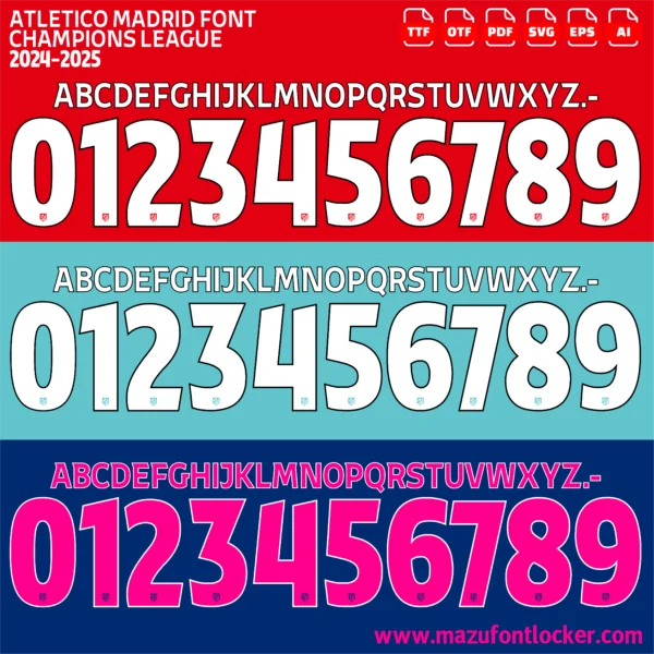 Atletico Madrid UCL 2024-2025 Font Vector – Legendary Colchoneros Masterpiece