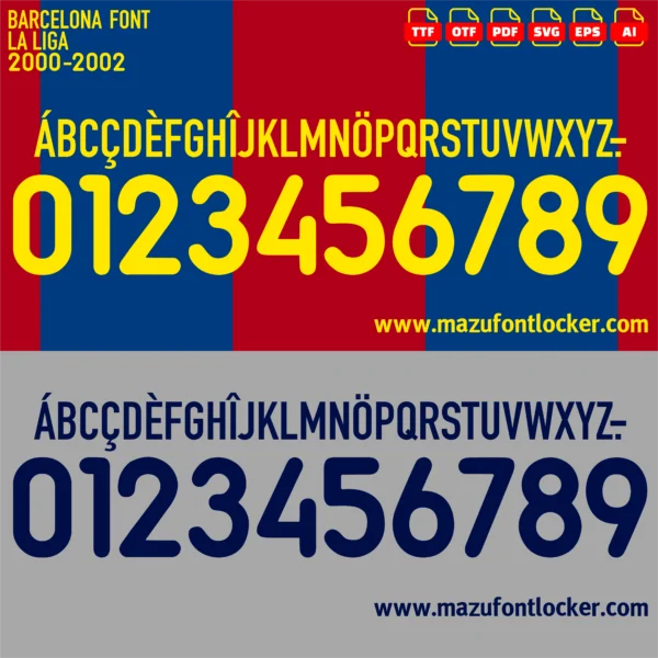 Barcelona 2000-2002 Font Vector – Stunning Blaugrana Masterpiece