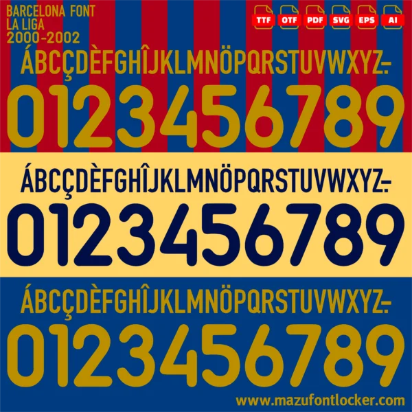 Barcelona 2000-2002 Font Vector – Stunning Blaugrana Masterpiece