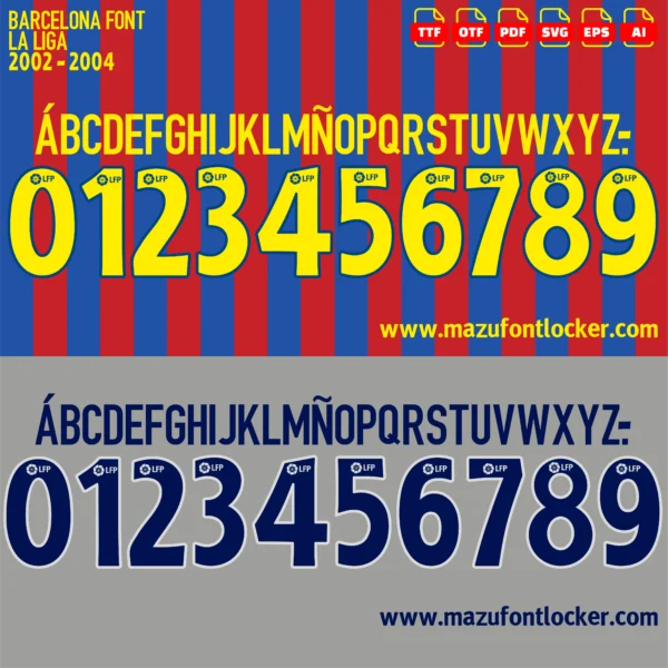 Barcelona 2002-2004 Font Vector – Legendary Blaugrana Masterpiece
