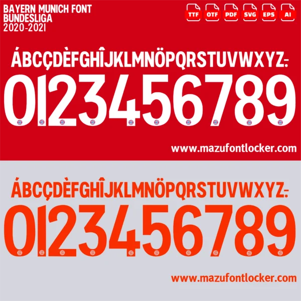 Bayern Munich 2020-2021 Font Vector – Epic Rote Masterpiece