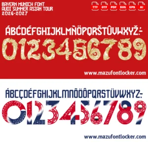 Bayern Munich Asian Tour 2026-2027 Font Vector – Stunning Die Roten Masterpiece