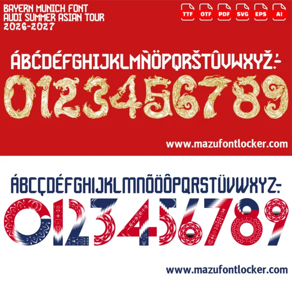 Bayern Munich Asian Tour 2026-2027 Font Vector – Stunning Die Roten Masterpiece