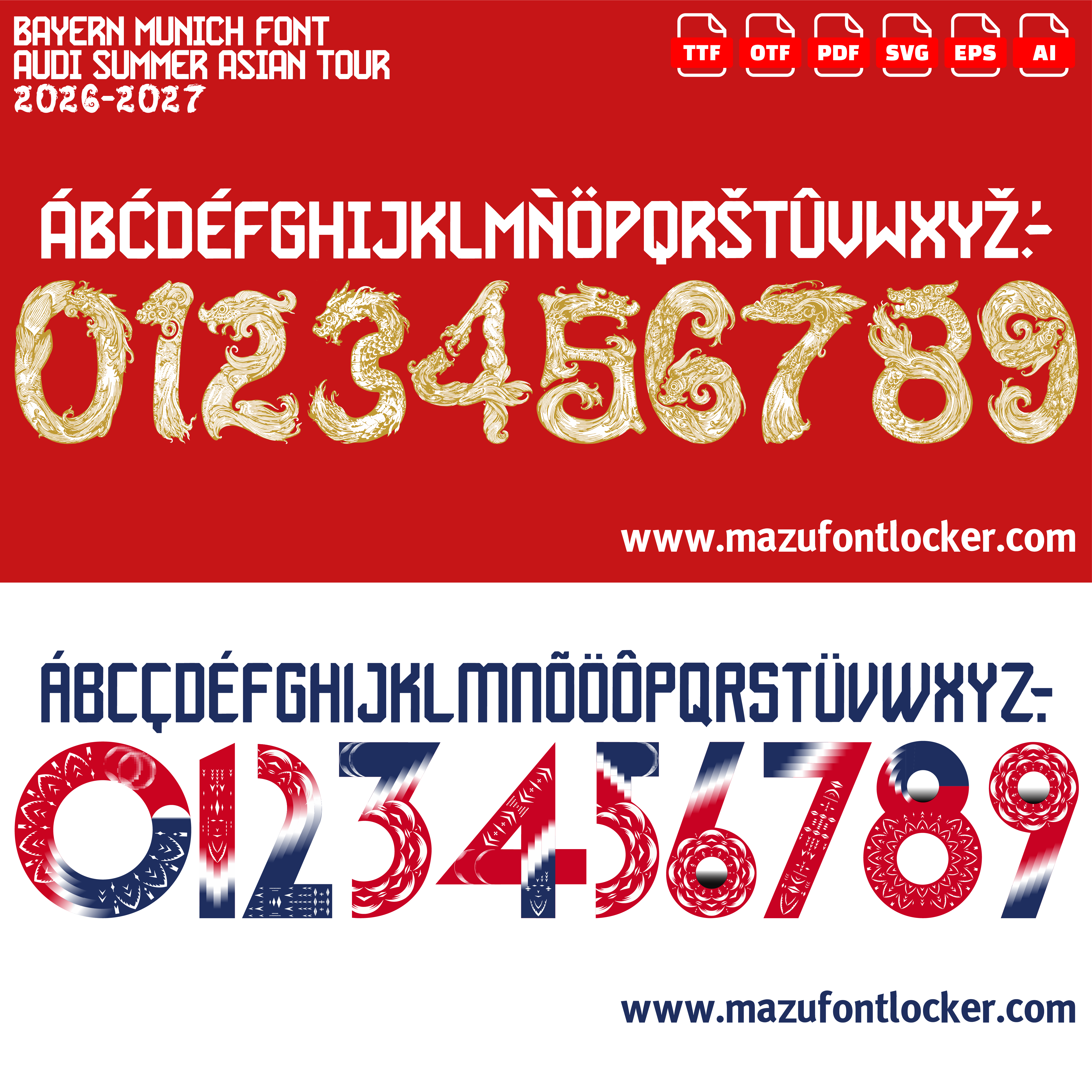 Bayern Munich Asian Tour 2026-2027 Font Vector – Stunning Die Roten Masterpiece