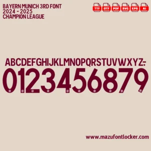 Bayern Munich UCL Third 2024-2025 Font Vector – Stunning Die Roten Masterpiece