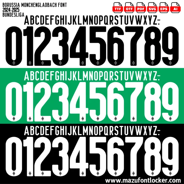 Borussia Monchengladbach 2024-2025 Font Vector – Legendary Die Fohlen Masterpiece
