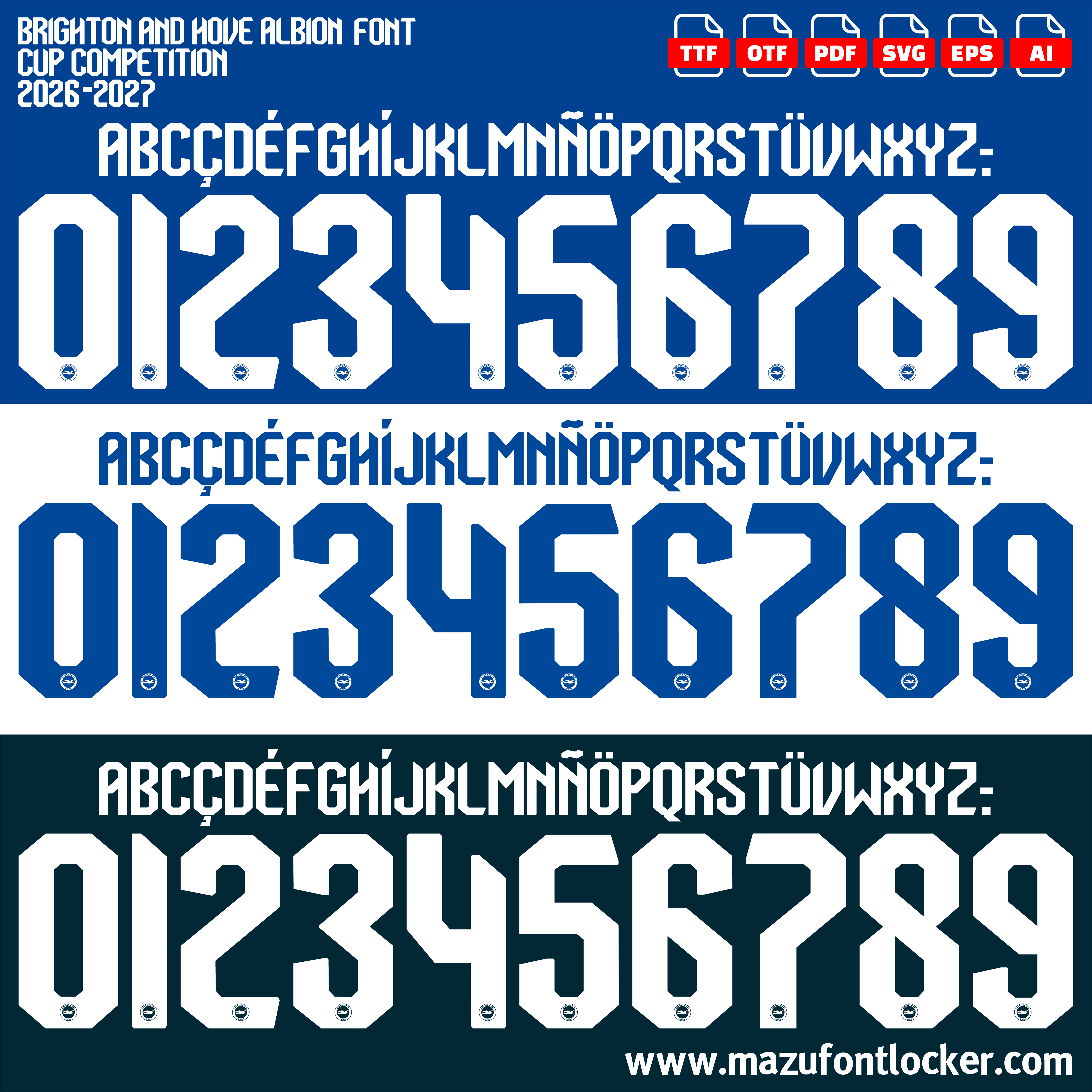 Brighton and Hove Albion 2026-2027 Font Vector – Stunning Seagulls Masterpiece