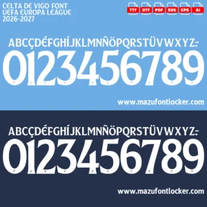 Celta de Vigo UEL 2026-2027 Font Vector – Stunning Celestes Masterpiece