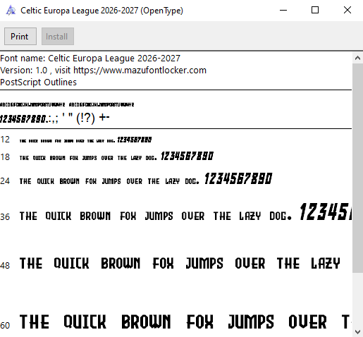 Celtic UEL 2026-2027 Font Vector – Stunning Bhoys Masterpiece