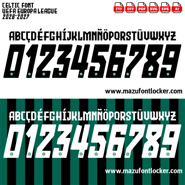 Celtic UEL 2026-2027 Font Vector – Stunning Bhoys Masterpiece
