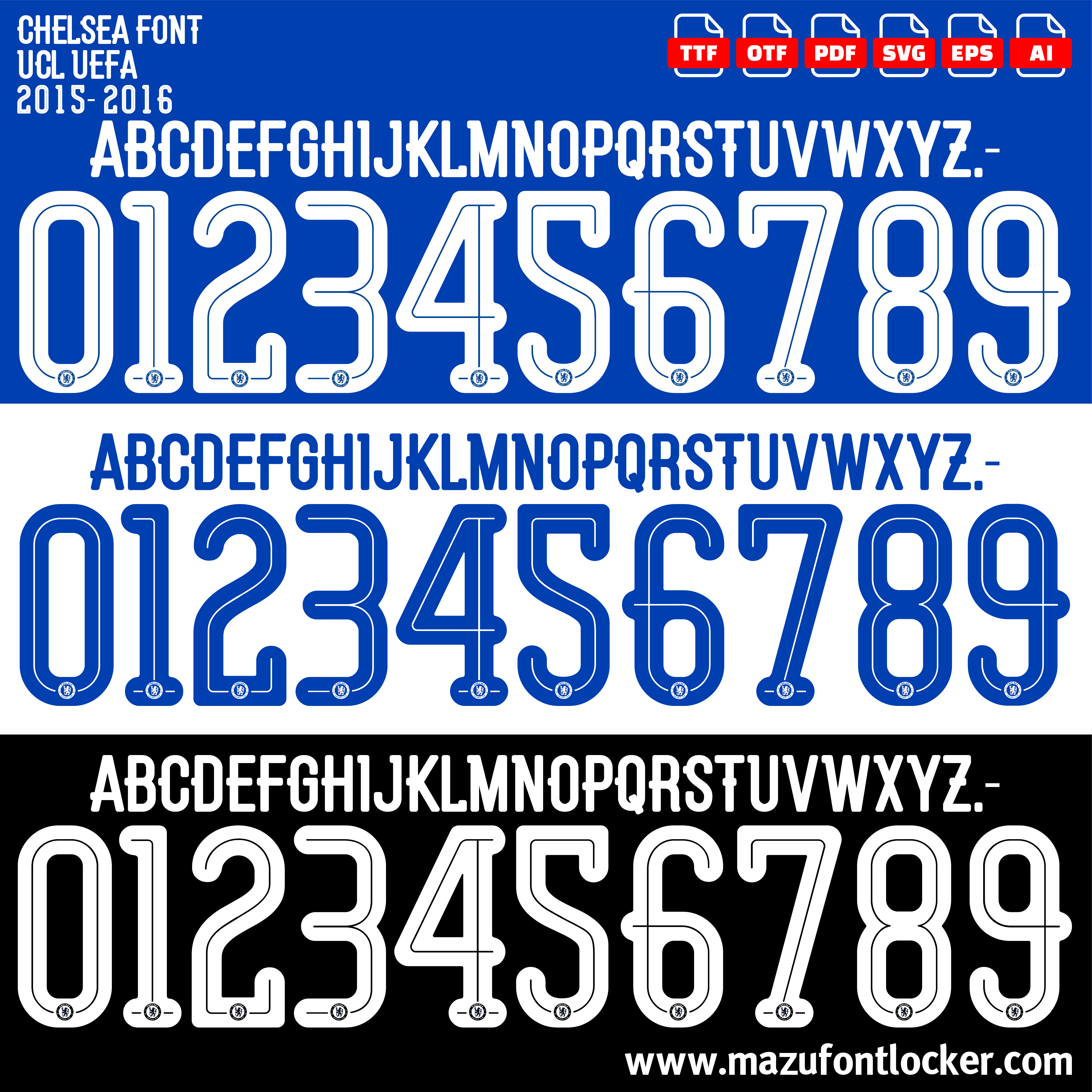 Chelsea UCL 2015-2017 Font Vector – Legendary Blues Masterpiece
