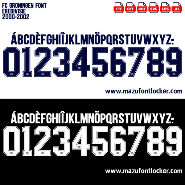 FC Groningen 2000-2002 Font Vector – Legendary Trots van het Noorden Masterpiece