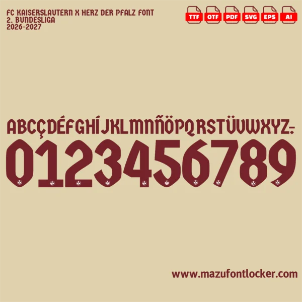 FC Kaiserslautern X Herz der Pfalz 2026-2027 Font Vector – Legendary Red Devils Masterpiece