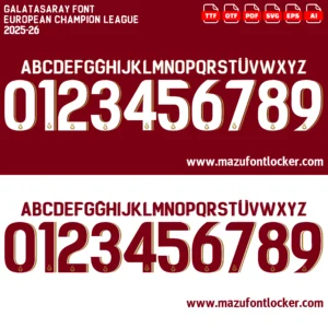 Galatasaray UCL 2025-2026 Font Vector – Epic Yellow-Red Lions Masterpiece