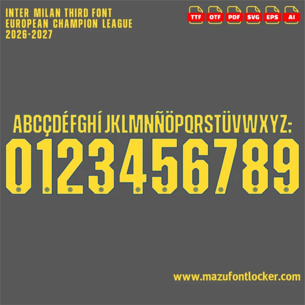 Inter Milan UCL Third 2026-2027 Font Vector – Legendary Nerazzurri Masterpiece