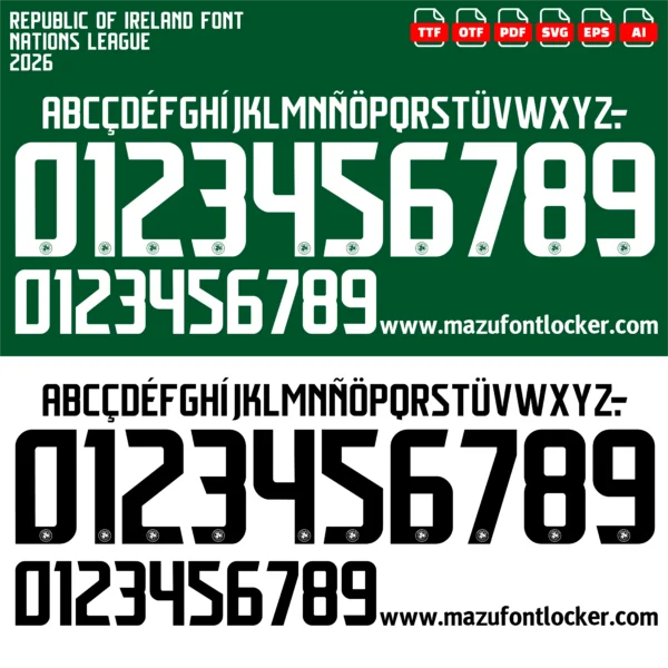 Ireland Nations League 2026 Font Vector – Legendary Boys in Green Masterpiece