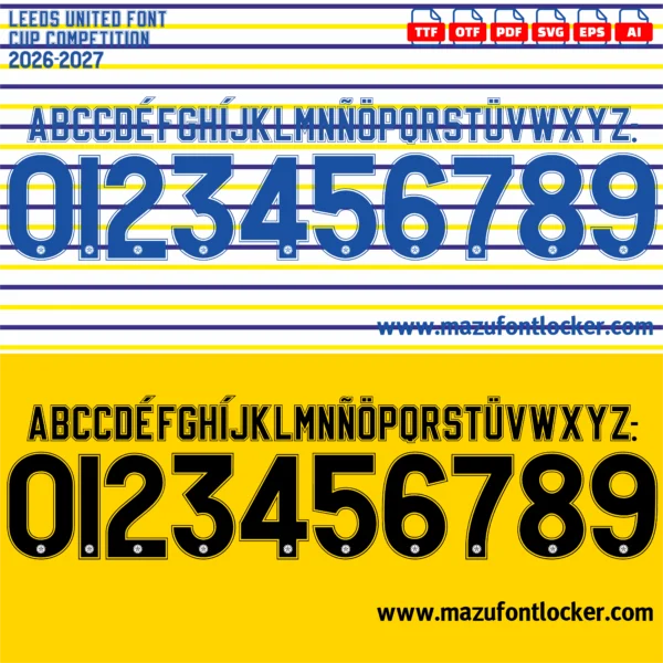 Leeds United 2026-2027 Font Vector – Stunning Whites Masterpiece
