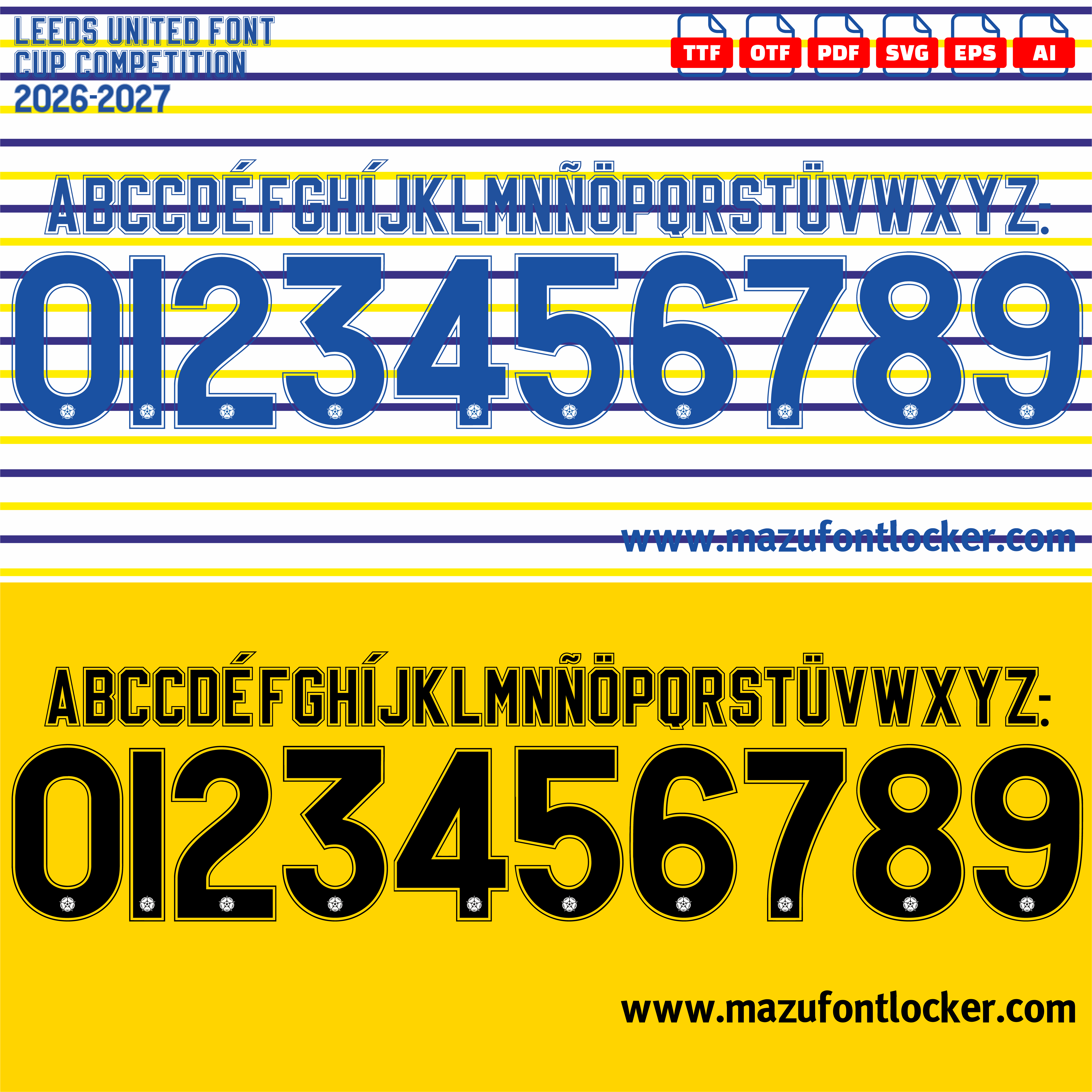 Leeds United 2026-2027 Font Vector – Stunning Whites Masterpiece