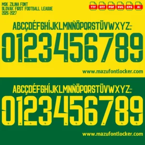 MSK Zilina 2026-2027 Font Vector – Stunning Yellow-Green Šošoni Masterpiece
