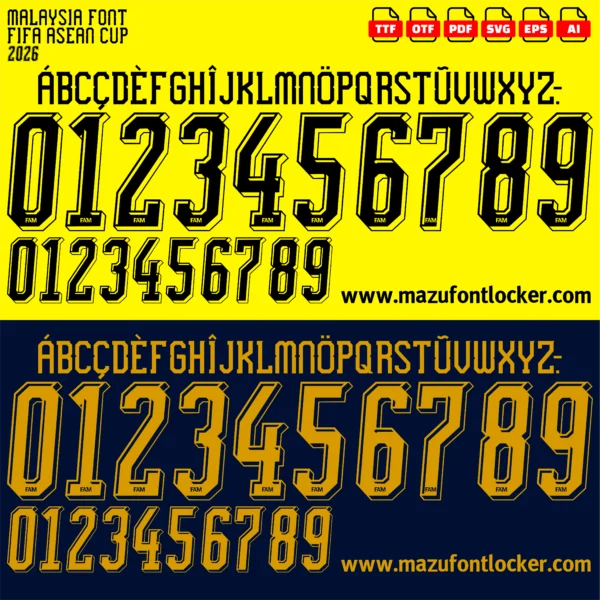 Malaysia FIFA ASEAN Cup 2026 Font Vector – Powerful Harimau Malaya Masterpiece