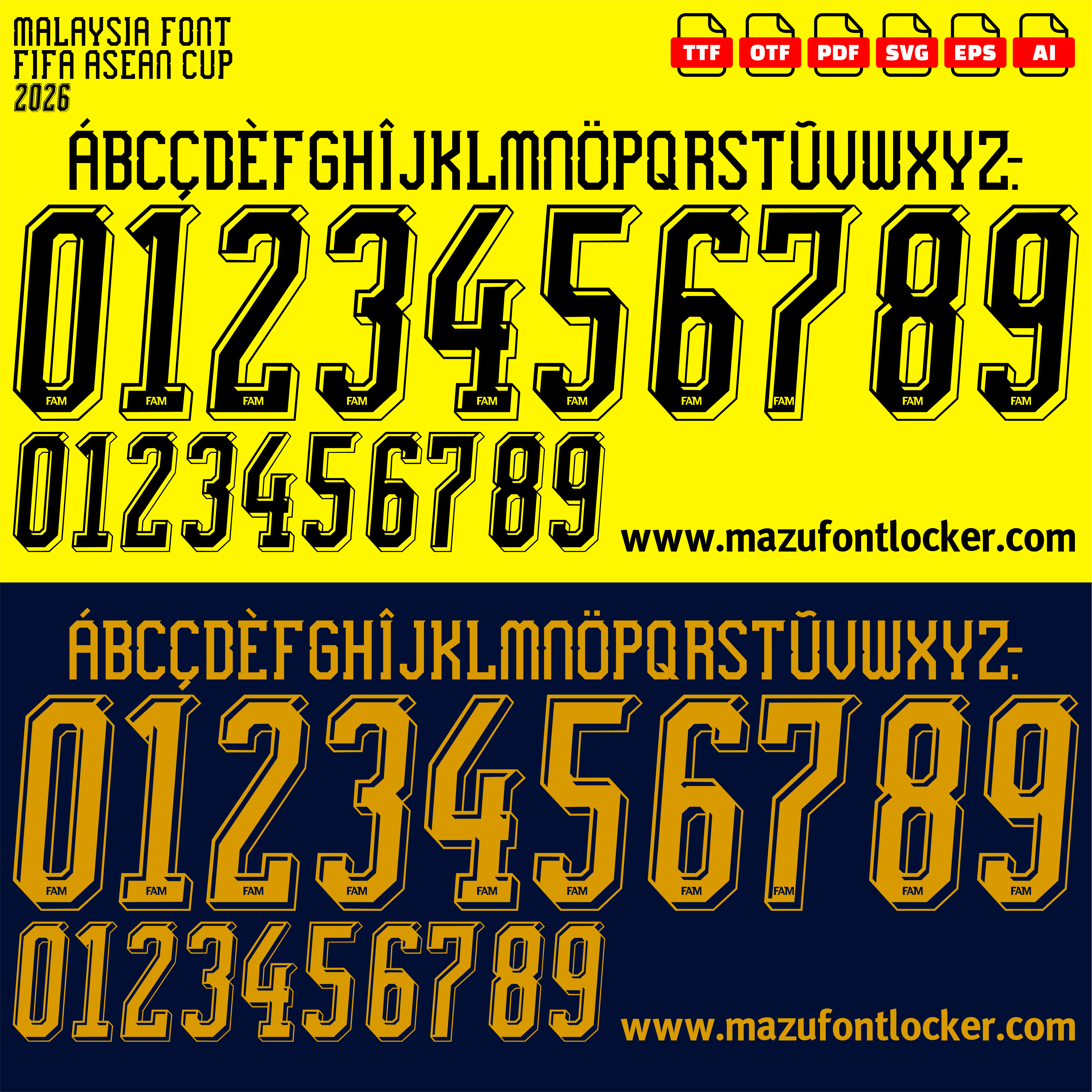 Malaysia FIFA ASEAN Cup 2026 Font Vector – Powerful Harimau Malaya Masterpiece