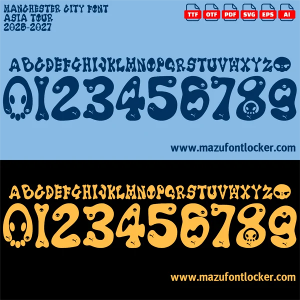 Manchester City Asia Tour 2026-2027 Font Vector – Stunning Sky Blue Masterpiece