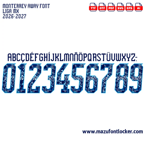 Monterrey Away 2026-2027 Font Vector – Legendary Rayados Masterpiece