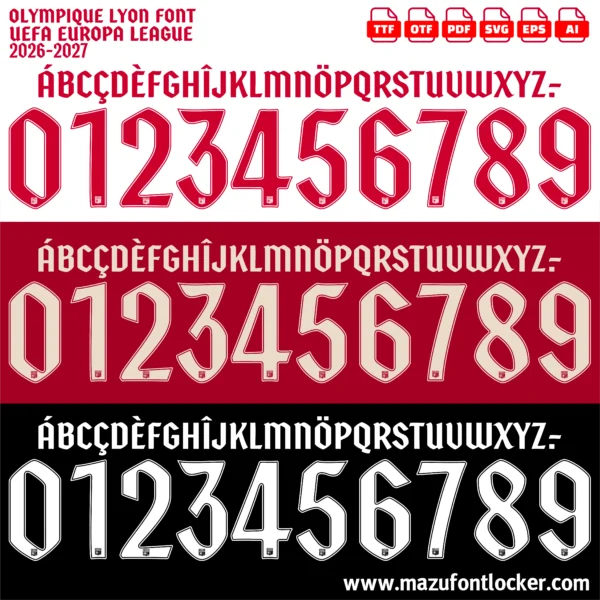 Olympique Lyon UEL 2026-2027 Font Vector – Stunning Les Gones Masterpiece