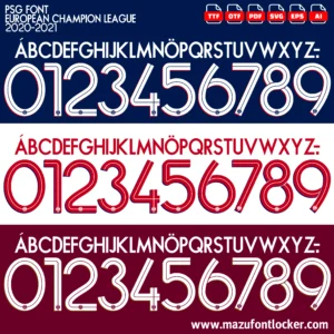 PSG UCL 2020-2021 Font Vector – Stunning Rouge-et-Bleu Masterpiece