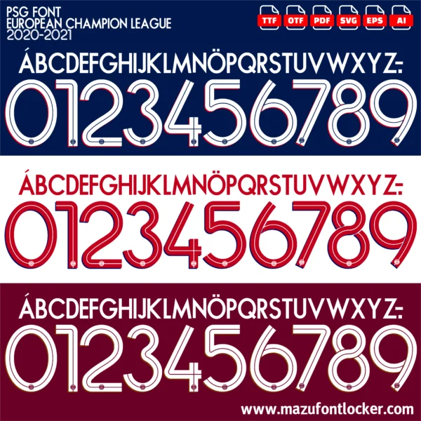 PSG UCL 2020-2021 Font Vector – Stunning Rouge-et-Bleu Masterpiece